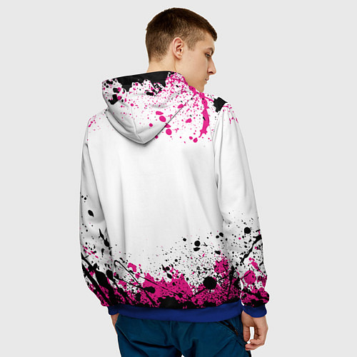 Мужская толстовка ИГРА В КАЛЬМАРА, СТРАЖИ БРЫЗГИ КРАСОК / 3D-Синий – фото 4