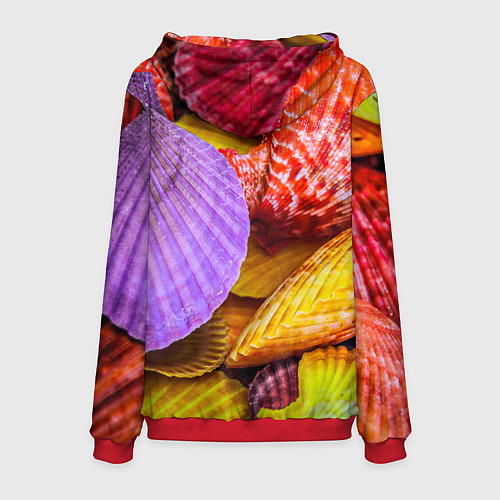 Мужская толстовка Разноцветные ракушки multicolored seashells / 3D-Красный – фото 2