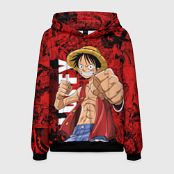 Толстовка-худи мужская Манки Д Луффи, One Piece, цвет: 3D-черный