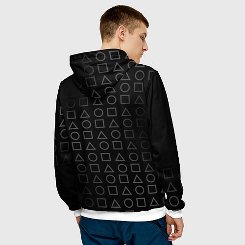 Мужская толстовка ИГРА В КАЛЬМАРА, ФИГУРЫ ГЕОМЕТРИЧЕСКИЙ УЗОР / 3D-Белый – фото 4