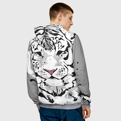 Мужская толстовка Белый снежный тигр / 3D-Меланж – фото 4
