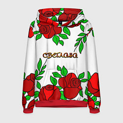 Толстовка-худи мужская Светлана в розах, цвет: 3D-красный