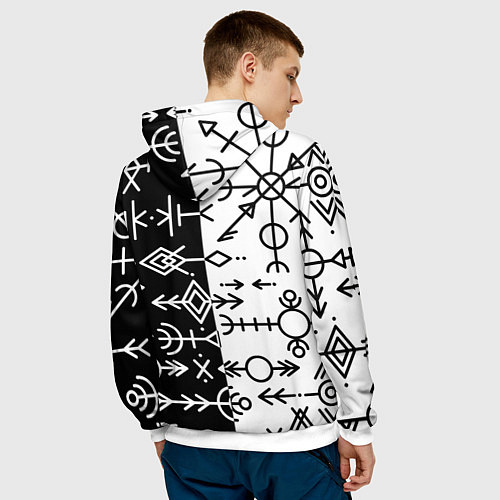 Мужская толстовка ДРЕВНИЕ СЛАВЯНСКИЕ РУНЫ / 3D-Белый – фото 4