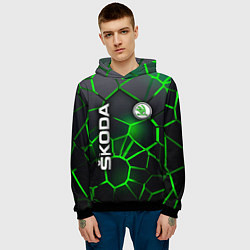 Толстовка-худи мужская 3D плиты с подсветкой Шкода, цвет: 3D-черный — фото 2
