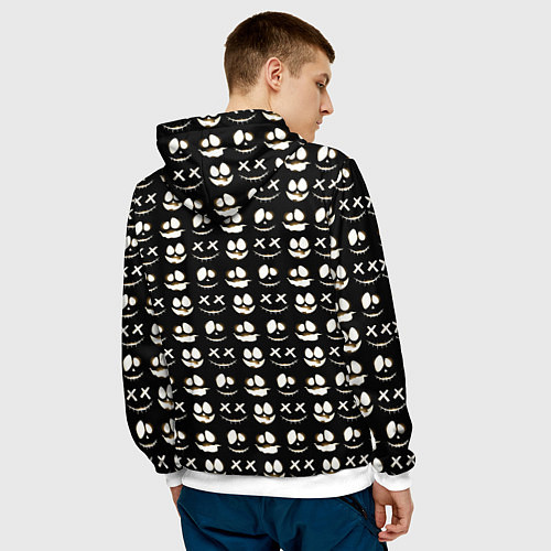 Мужская толстовка Прикольные смайлы Хэллоуин 2 Halloween 2 / 3D-Белый – фото 4