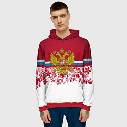 Толстовка-худи мужская Российский герб, цвет: 3D-красный — фото 2
