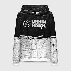 Толстовка-худи мужская Линкин Парк Лого Рок ЧБ Linkin Park Rock, цвет: 3D-белый