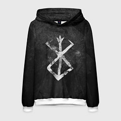 Толстовка-худи мужская BERSERK LOGO GRUNGE, цвет: 3D-белый