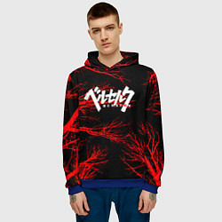 Толстовка-худи мужская Berserk: Ветки деревьев, цвет: 3D-синий — фото 2