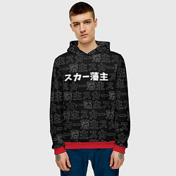 Толстовка-худи мужская SCARLXRD WHITE LOGO PATTERN КОНТУР, цвет: 3D-красный — фото 2