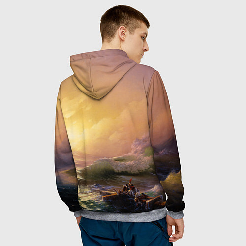 Мужская толстовка Шторм в море девятый вал / 3D-Меланж – фото 4