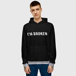 Толстовка-худи мужская Im broken Я сломан, цвет: 3D-меланж — фото 2