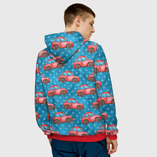 Мужская толстовка Машинки детский рисунок / 3D-Красный – фото 4
