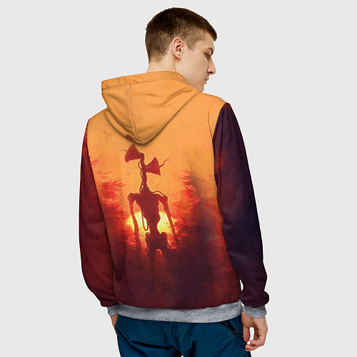Мужская толстовка СИРЕНОГОЛОВЫЙ НА ЗАКАТЕ / 3D-Меланж – фото 4