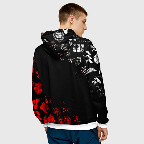 Мужская толстовка DESTINY 2 RED & WHITE PATTERN LOGO / 3D-Белый – фото 4