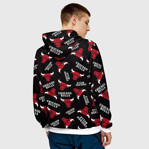 Мужская толстовка CHICAGO BULLS БЫКИ УЗОР / 3D-Белый – фото 4