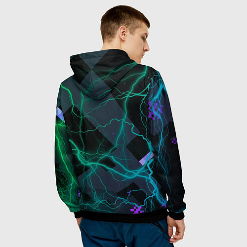 Мужская толстовка Молнии Майнкрафт / 3D-Черный – фото 4