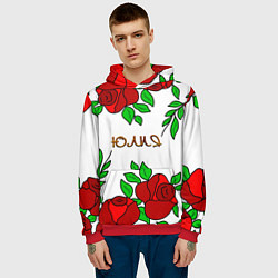 Толстовка-худи мужская Юлия в розах, цвет: 3D-красный — фото 2
