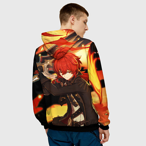 Мужская толстовка Геншин импакт: Дилюк / 3D-Черный – фото 4