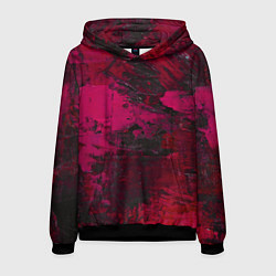 Толстовка-худи мужская Бордовые мазки в тёмно-красных тонах, цвет: 3D-черный