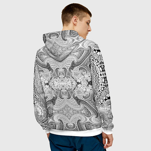 Мужская толстовка Черно-белый абстрактный узор / 3D-Белый – фото 4