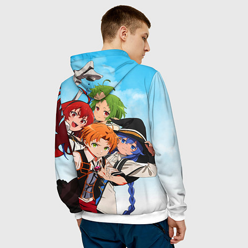 Мужская толстовка Реинкарнация безработного главные герои / 3D-Белый – фото 4