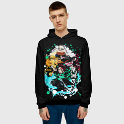Толстовка-худи мужская Клинок рассекающий демонов главные герои, цвет: 3D-черный — фото 2