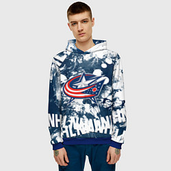 Толстовка-худи мужская Коламбус Блю Джекетс, Columbus Blue Jackets, цвет: 3D-синий — фото 2
