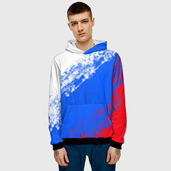 Толстовка-худи мужская Флаг РФ триколор, цвет: 3D-черный — фото 2