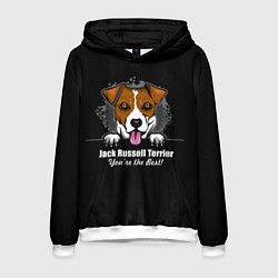 Толстовка-худи мужская Джек-Рассел-Терьер Jack Russell Terrier, цвет: 3D-белый