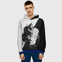Толстовка-худи мужская ИНЬ ЯНЬ ВОЛКИ ЧЁРНО БЕЛЫЙ, цвет: 3D-синий — фото 2