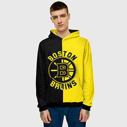 Толстовка-худи мужская Boston Bruins, Бостон Брюинз, цвет: 3D-черный — фото 2