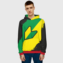 Толстовка-худи мужская JDM GREEN YELLOW LOGO, цвет: 3D-красный — фото 2
