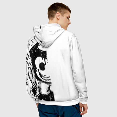 Мужская толстовка BENDY - БЕНДИ БРЫЗГИ КРАСКИ / 3D-Белый – фото 4