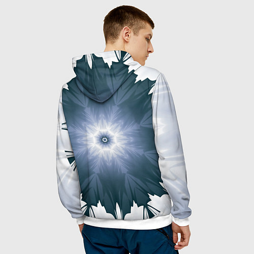 Мужская толстовка Снежинка Абстракция Синий / 3D-Белый – фото 4
