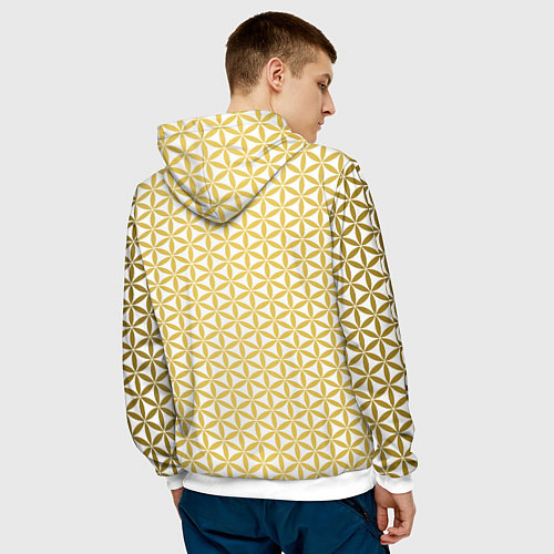 Мужская толстовка Цветок Жизни золото / 3D-Белый – фото 4