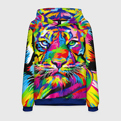 Толстовка-худи мужская Тигр в стиле поп-арт, цвет: 3D-синий