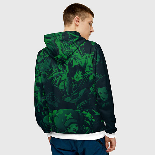 Мужская толстовка Зоро Ророноа веселый роджер / 3D-Белый – фото 4