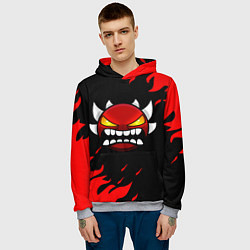 Толстовка-худи мужская Geometry Dash: Demon Red Fire, цвет: 3D-меланж — фото 2