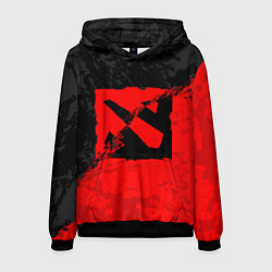 Толстовка-худи мужская DOTA 2 RED BLACK LOGO, БРЫЗГИ КРАСОК, цвет: 3D-черный