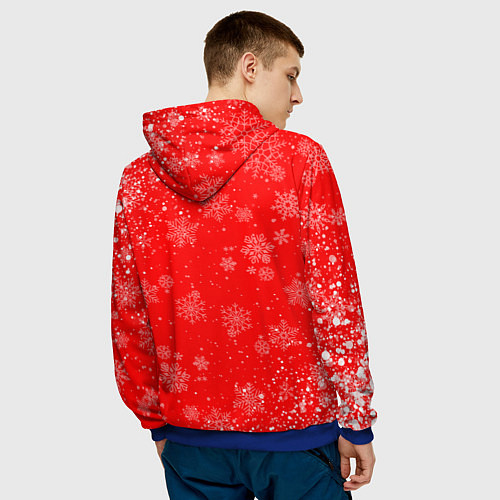 Мужская толстовка НОВОГОДНИЙ ОЛЕНЬ И ЧАШКА КОФЕ / 3D-Синий – фото 4