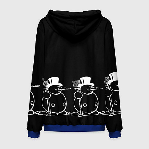 Мужская толстовка Снеговик на черном фоне / 3D-Синий – фото 2