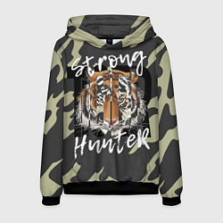 Толстовка-худи мужская Strong tiger, цвет: 3D-черный