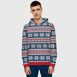 Толстовка-худи мужская Knitted Christmas Pattern, цвет: 3D-красный — фото 2