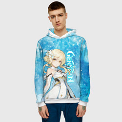 Толстовка-худи мужская GENSHIN IMPACT НОВОГОДНИЙ, ЛЮМИН, цвет: 3D-белый — фото 2