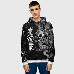 Толстовка-худи мужская БЕЛЫЙ ДРАКОН ЯПОНИЯ WHITE DRAGON, цвет: 3D-белый — фото 2