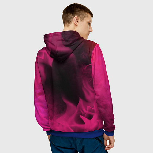 Мужская толстовка ИГРА В КАЛЬМАРА - ОХРАНА - Огонь / 3D-Синий – фото 4