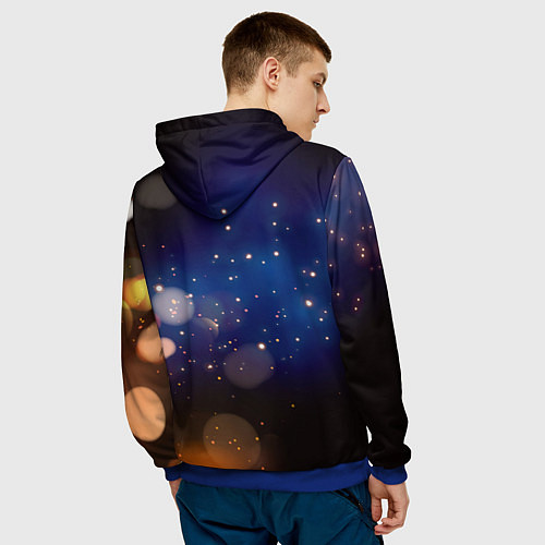 Мужская толстовка КОТ И ГОЛУБАЯ БАБОЧКА / 3D-Синий – фото 4