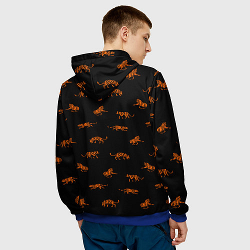 Мужская толстовка Тигры паттерн Tigers pattern / 3D-Синий – фото 4