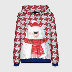 Мужская толстовка Белый мишка в шапочке и шарфе